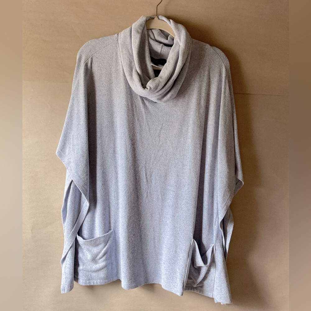 French Kyss Light blue Cowl Neck knit poncho. Size M